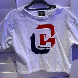 short sleeve white champion crop top